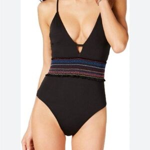 Bar III Black One Piece with Colorful Waistband
